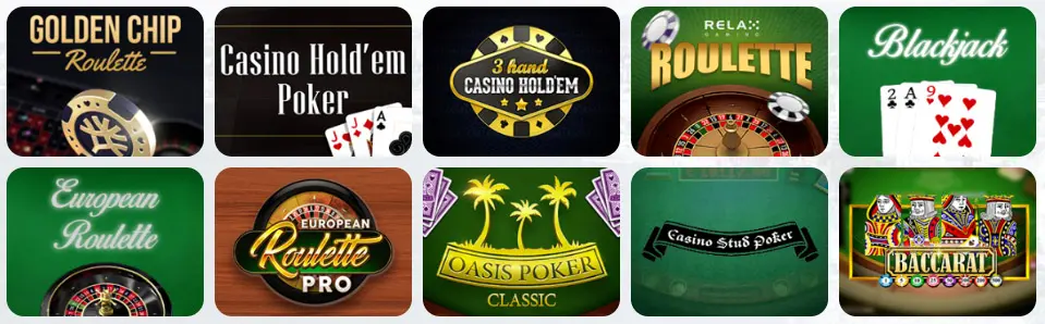 Jeux de table au PowBet Casino